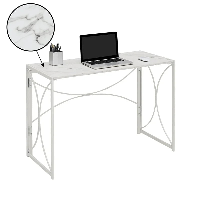 White Faux Marble Folding Desk E396822