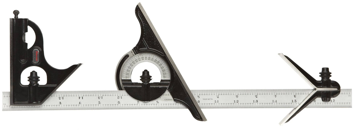 18" Combination Set with Square, Center and Reversible Protractor Head and Blade D8379