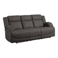 Chocolate Wood & Fabric Double Reclining Sofa B1104