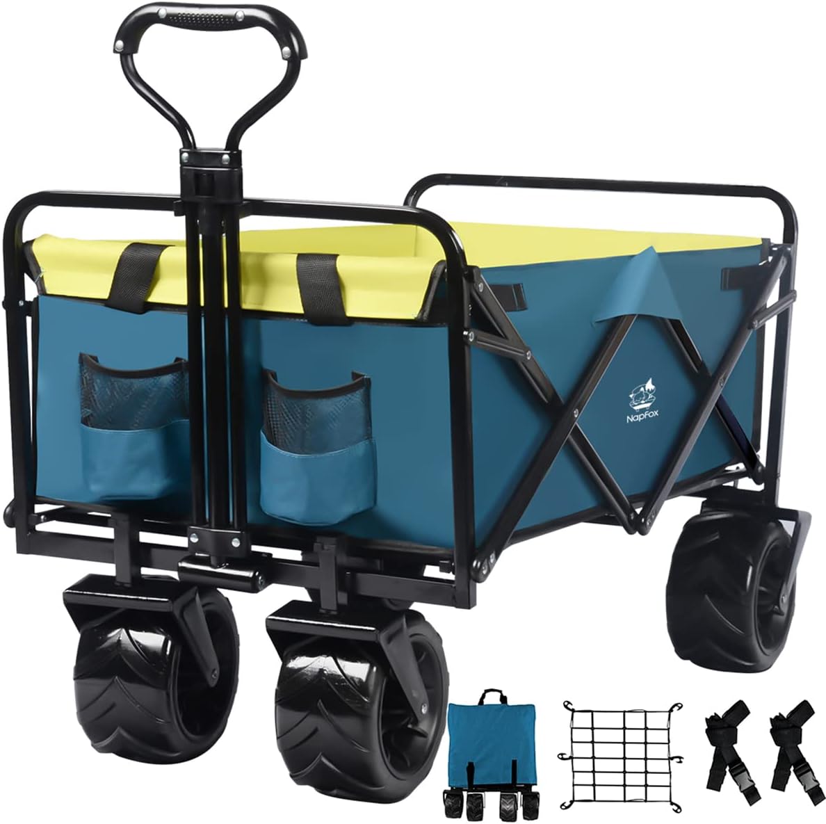 Black Heavy Duty Folding Utility Cart with Universal Wheels Adjustable Handle T391855