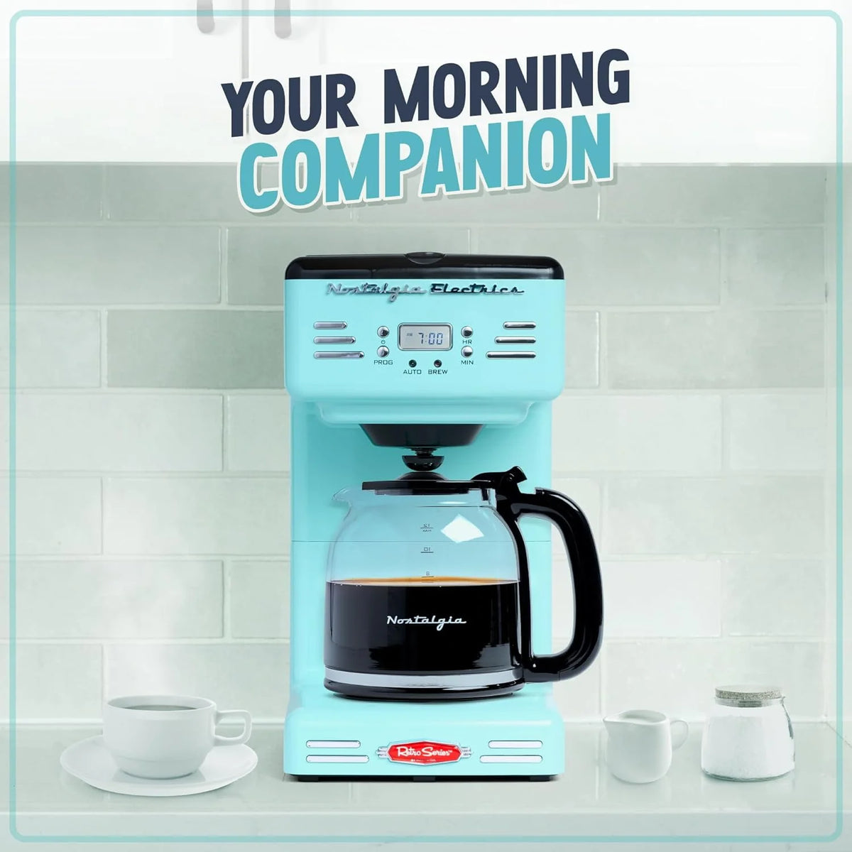 Aqua 12-Cup Programmable Retro Coffee Maker J7074