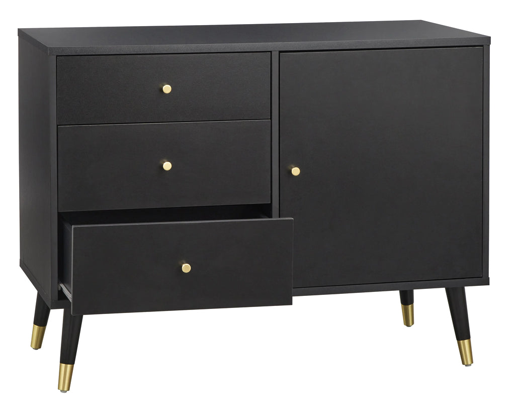 Black Mid Century Modern Dining Sideboard Buffet C3238