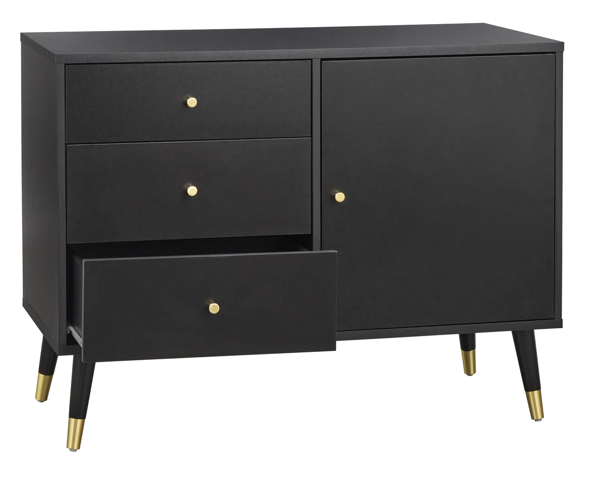 Black Mid Century Modern Dining Sideboard Buffet C3238