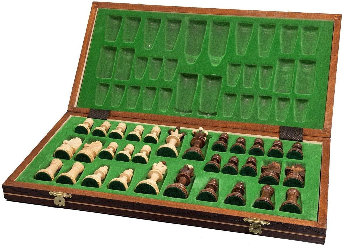 Handmade Wooden Chess Set with 16 Inch Board and Hand Carved Chess Pieces D148898
