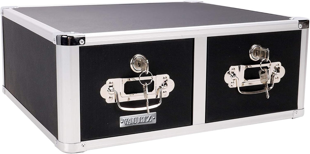 Black 4 x 6 Double Drawer Index Card Cabinet A11259