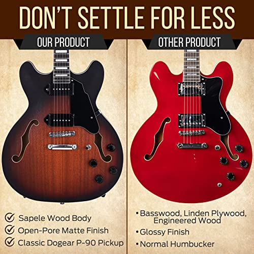 41.8" Full Size Semi Hollow Body Electric Guitar Set with Gig Bag D860675