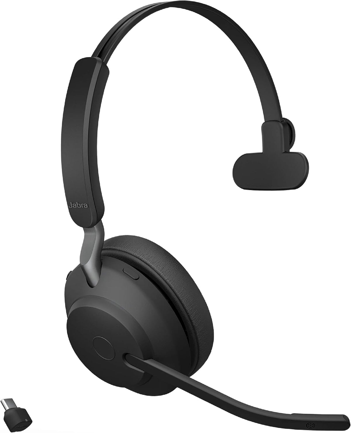 Jabra Evolve2 65 MS Wireless Headphones with Link380c, Stereo, Black – Wireless Bluetooth Headset for Calls and Music, 37 Hours of Battery Life, Passive Noise Cancelling Headphones U4412