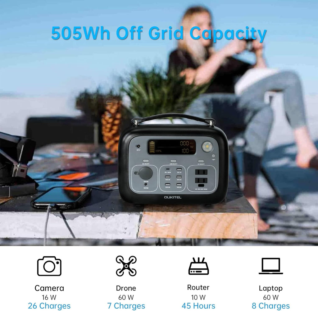 Portable Power Station 500Wh 500W Solar Generator V69401
