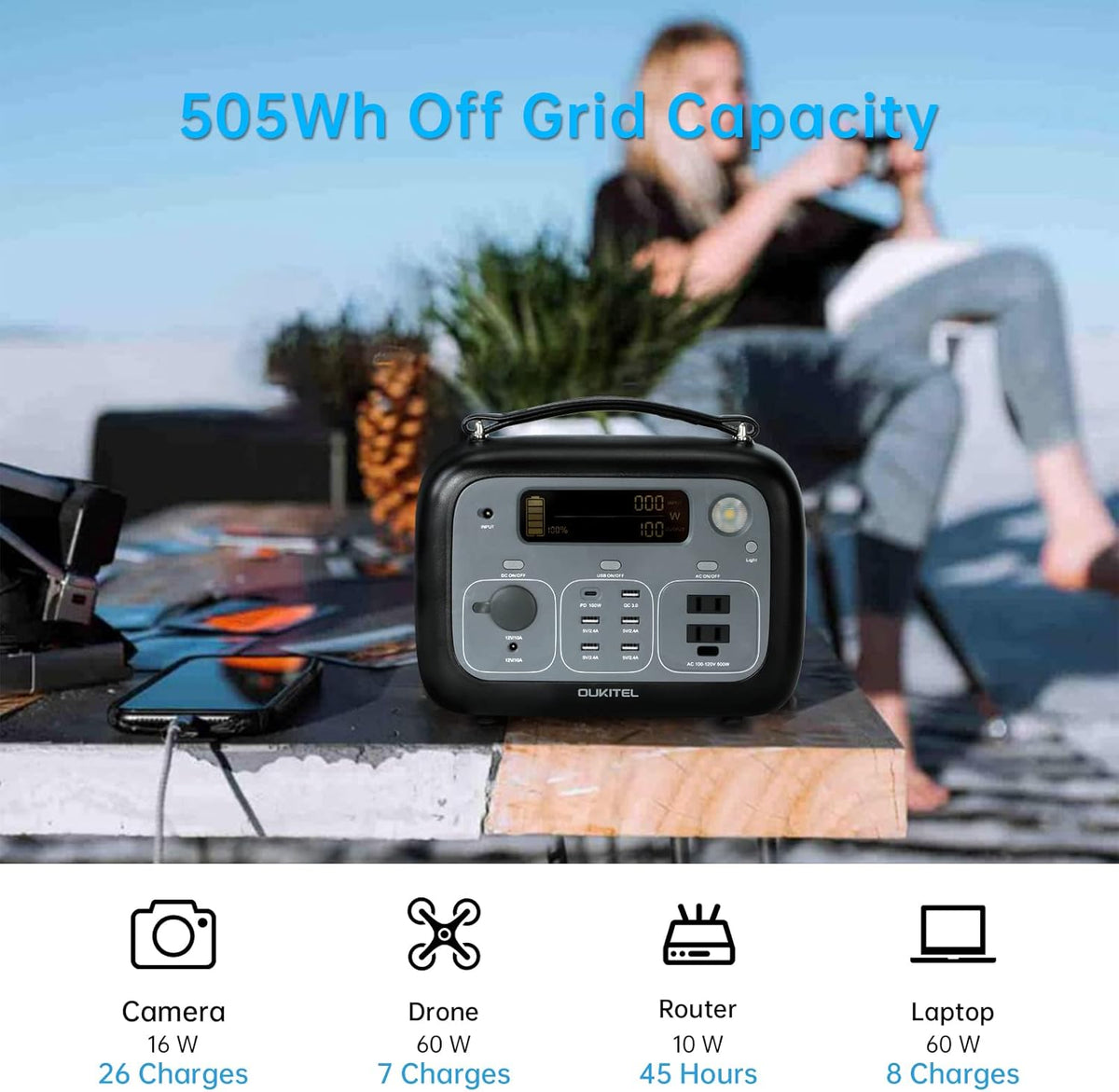 Portable Power Station 500Wh 500W Solar Generator V69401