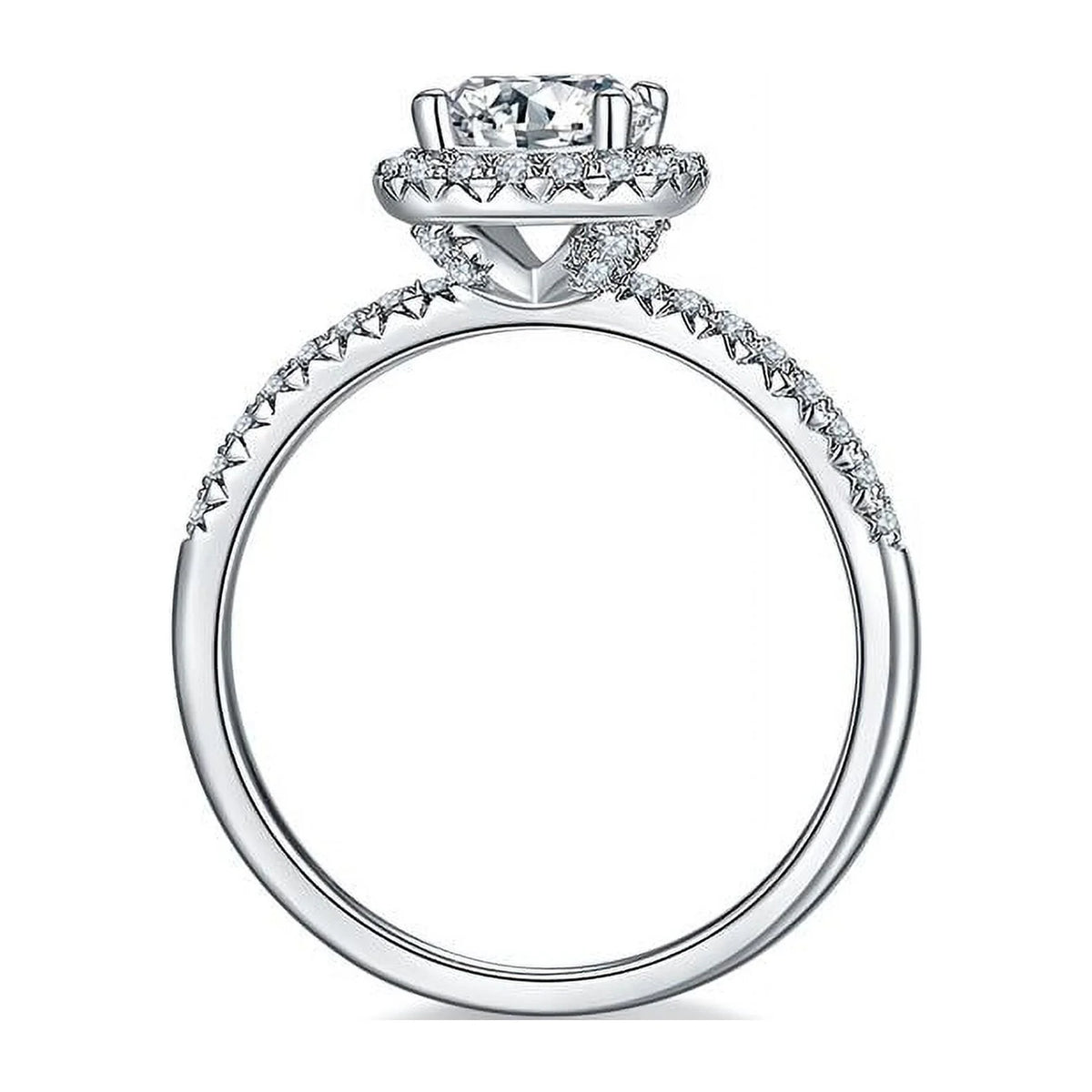 18K White Gold over Silver Moissanite Wedding Ring L942