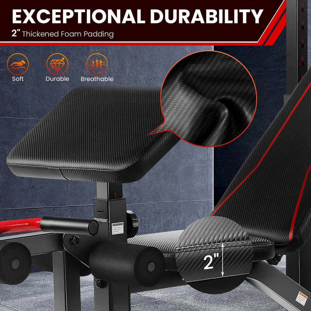 Adjustable Olympic Weight Bench Set with Barbell Rack G3886
