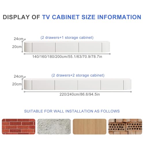 240CM Wall Mounted TV Stand with Storage L863514