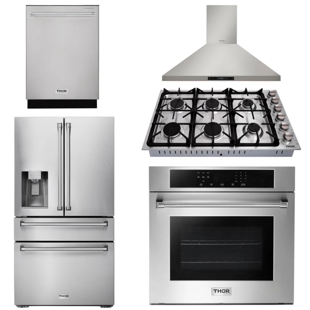 30 Wall Oven, 36 Cooktop, Range Hood, Refrigerator with Water and Ice Dispenser, Dishwasher Y938