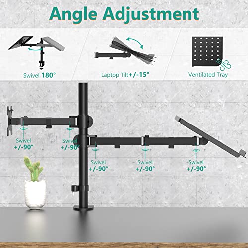 Extra Tall Single Monitor Desk Mount with Tray, Black O926424