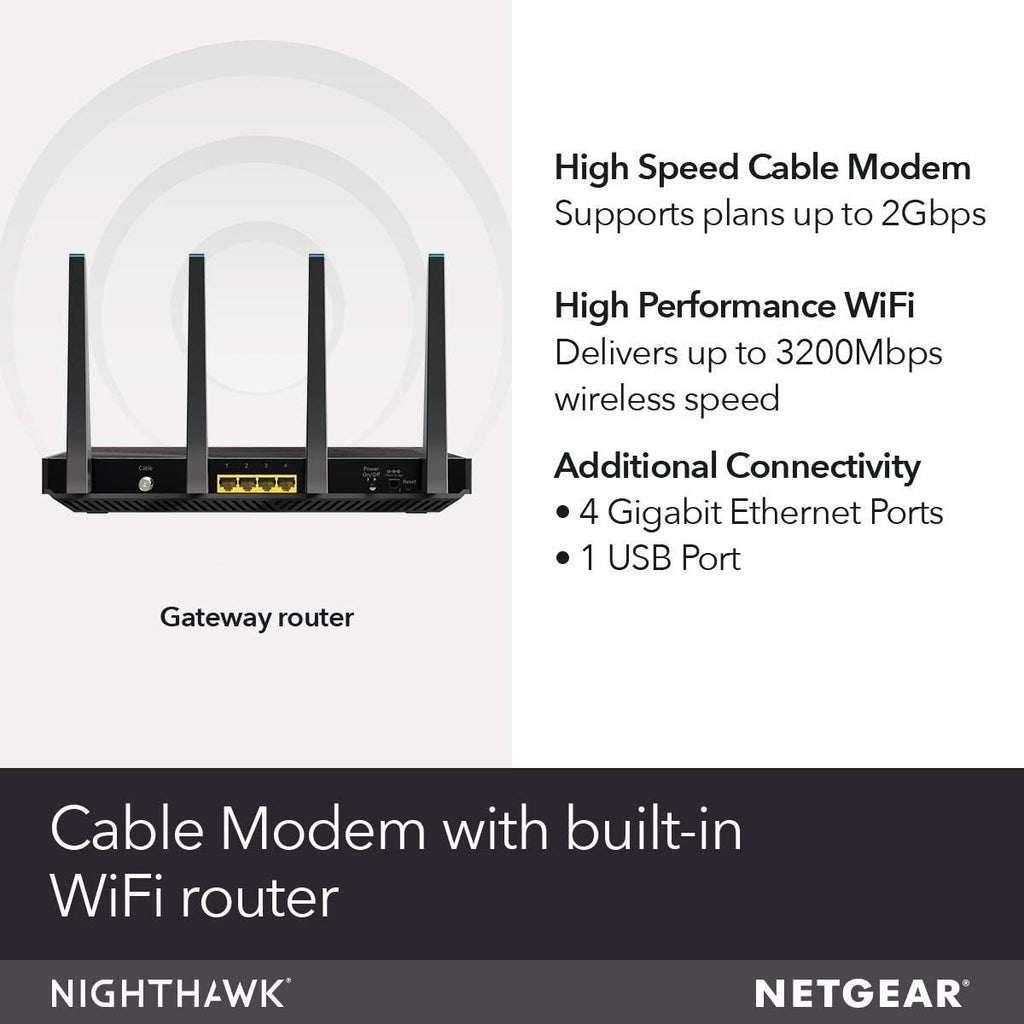 AC3200 WiFi Speed Cable Modem WiFi Router Combo DOCSIS 3.1 K909