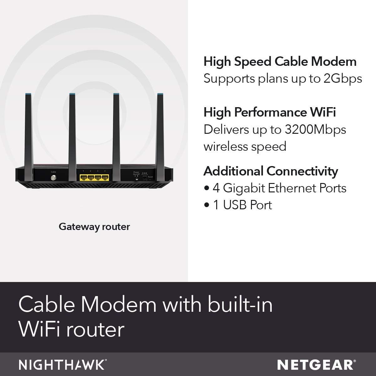 AC3200 WiFi Speed Cable Modem WiFi Router Combo DOCSIS 3.1 K909