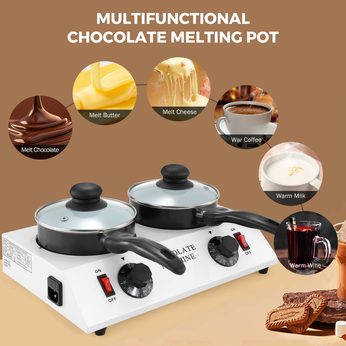 Chocolate Melting Pot, Double Pots Electric Melter A191623