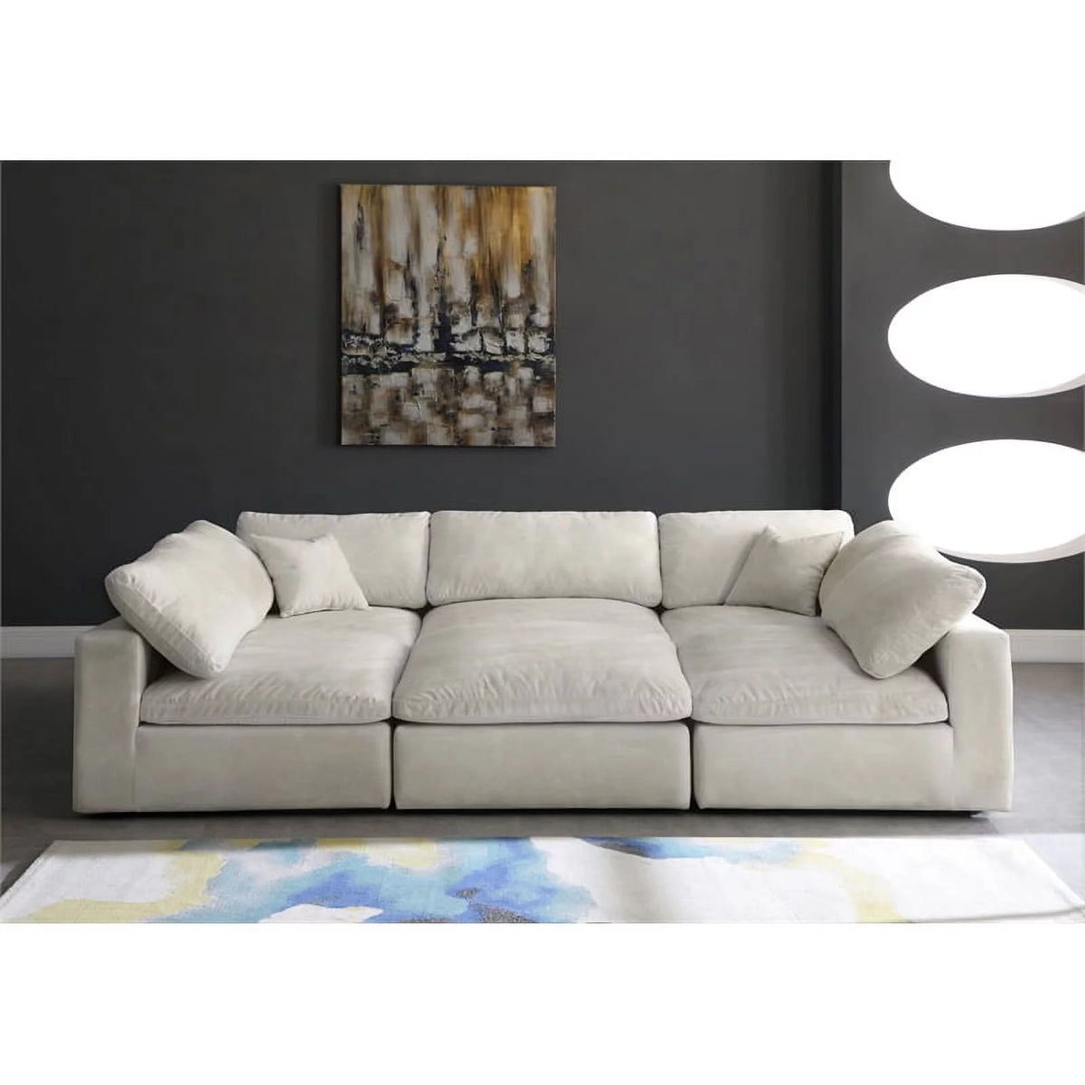 Cream Velvet Modular Sectional O30966