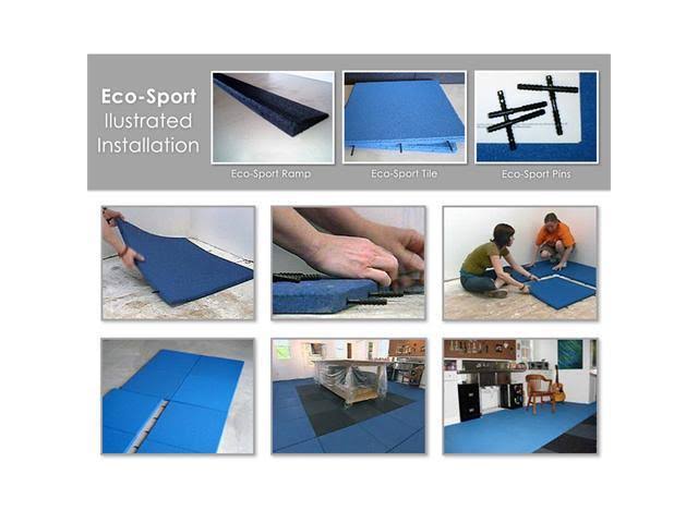 Green 3 Pack Interlocking Rubber Flooring Tiles A133