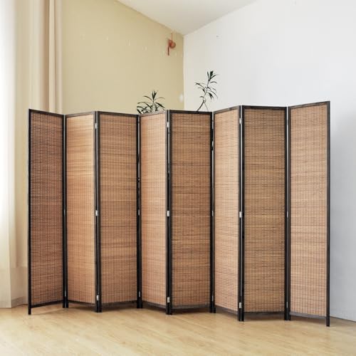 5.6 FT Tall Brown Bamboo Folding Room Divider Screen H2861