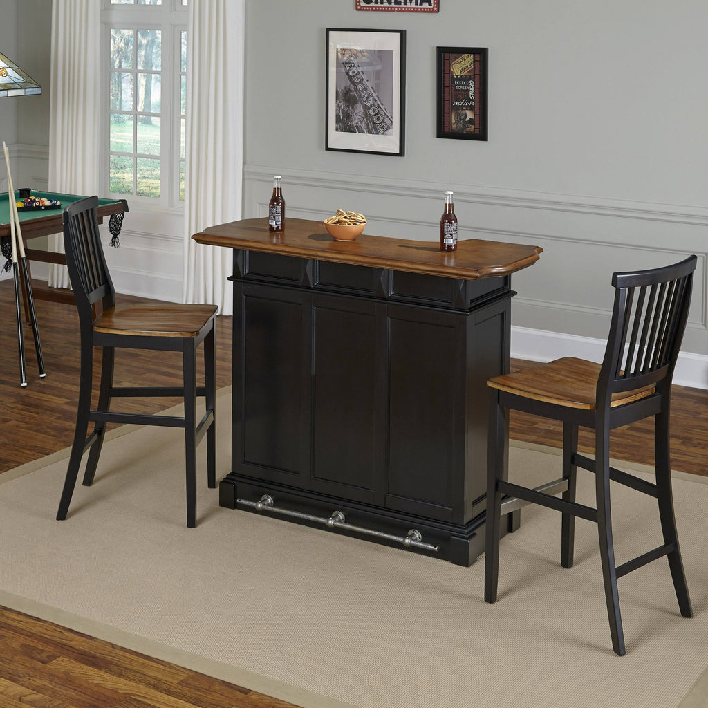 Black Bar and Two Stools O21924