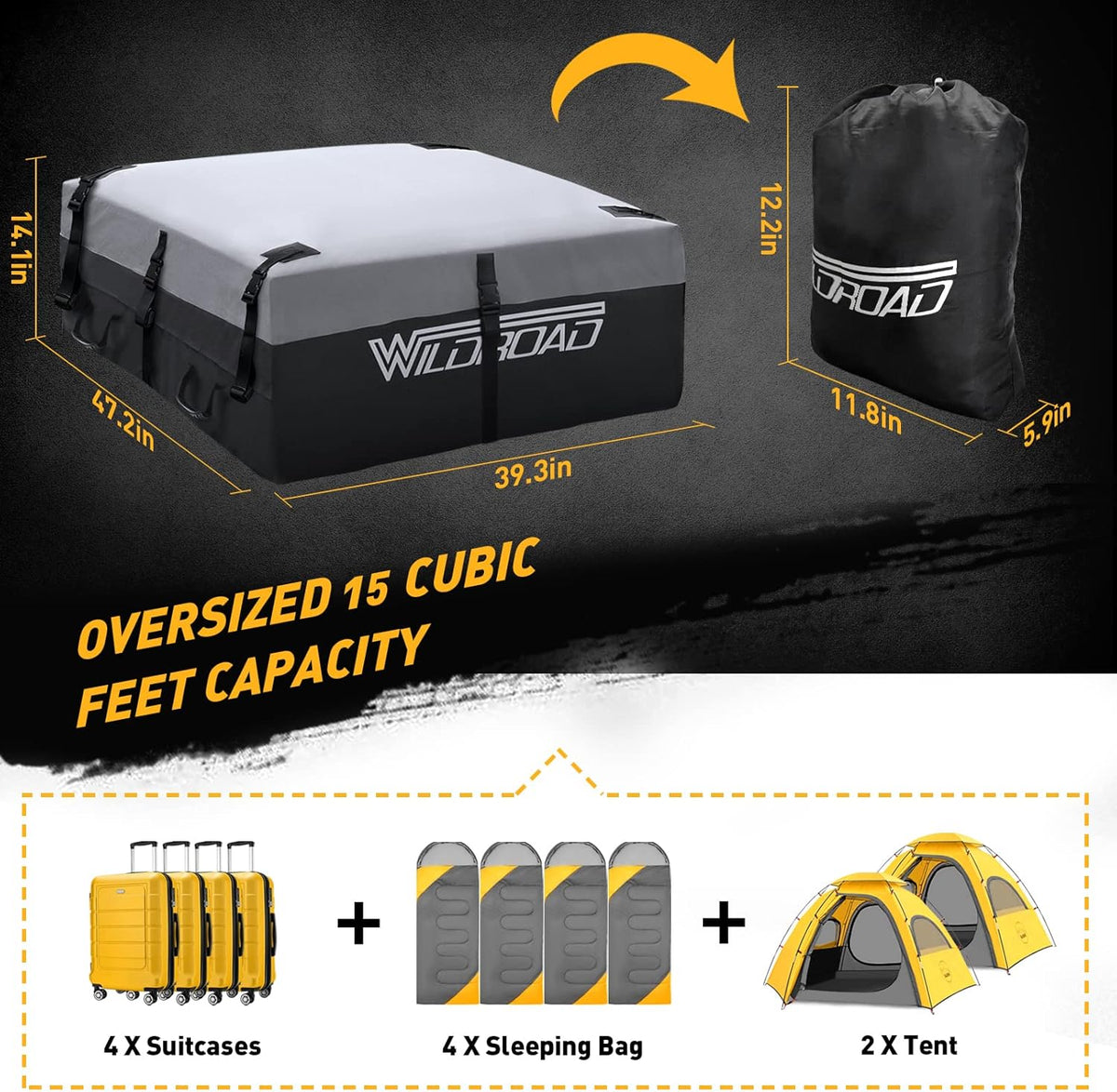 21 Cubic Feet Waterproof Soft-Shell Rooftop Cargo Carrier Bag L5497