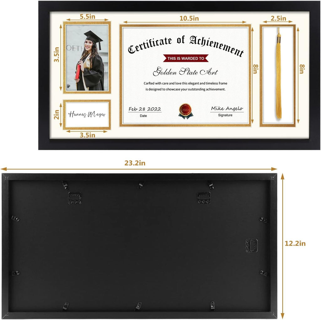 11x22 Certificate Frame with Tassel Holder & Real Glass V2704