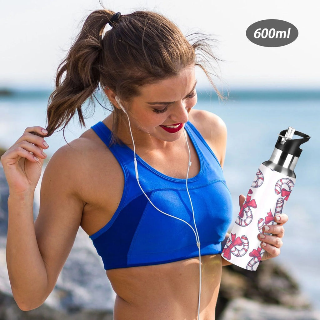 Pink Stainless Steel Insulated Water Bottle with Straw Lid C323394