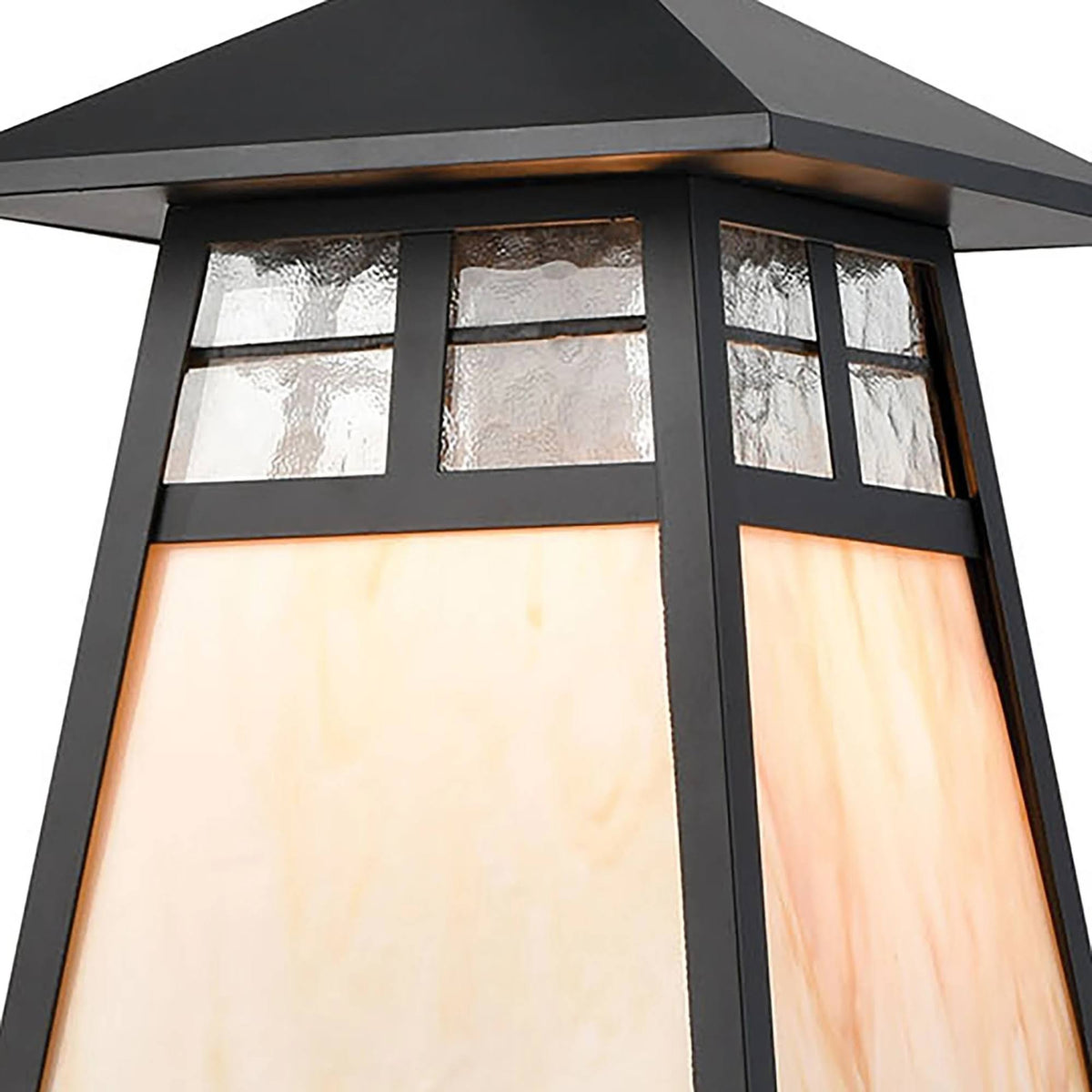 1-Light Hanging Matte Black Antique White Art Glass S13655