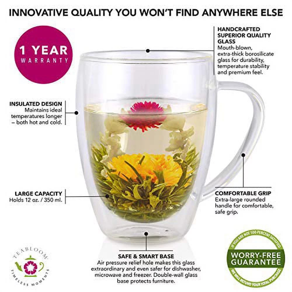 Set of 4 Double Wall Glass Tea Cups Q26443