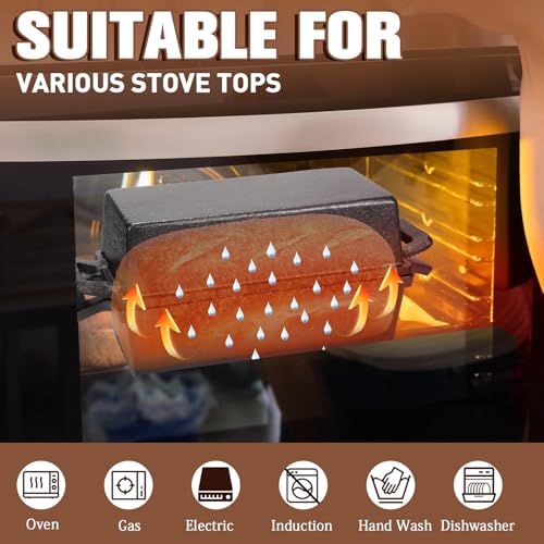 2 Piece 10 x 5 Inches Cast Iron Bread Pan with Lid Loaf Pans Set D76117