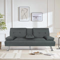 Dark Gray Linen Convertible Futon Sofa V7897