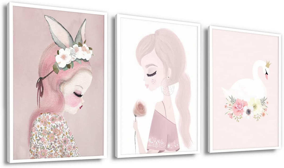 Pink Framed Canvas Wall Decor 12x16x3PCS T834252
