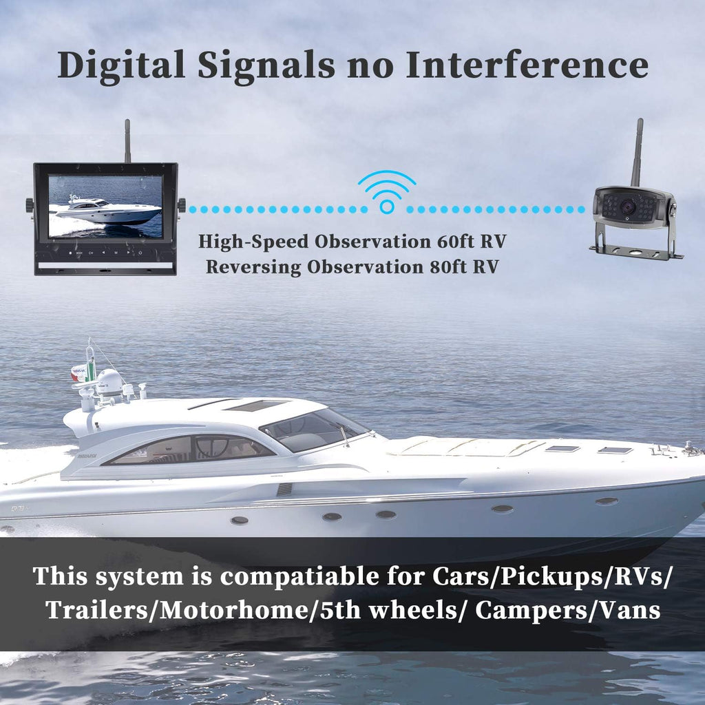 1080P Digital Wireless Rear View Camera with 7'' DVR Monitor IP67 Waterproof O734