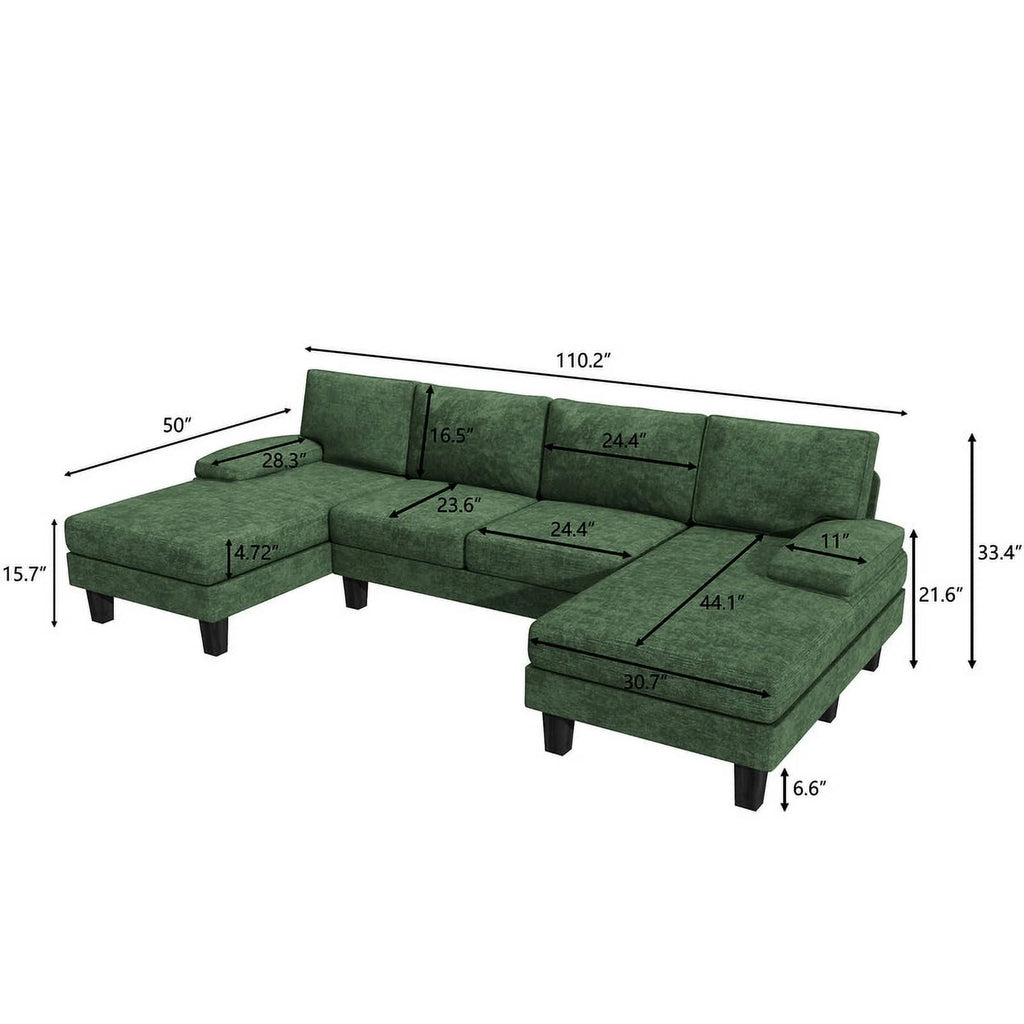Gray Chenille 4 Seat Sectional Sofa with Chaise Q376