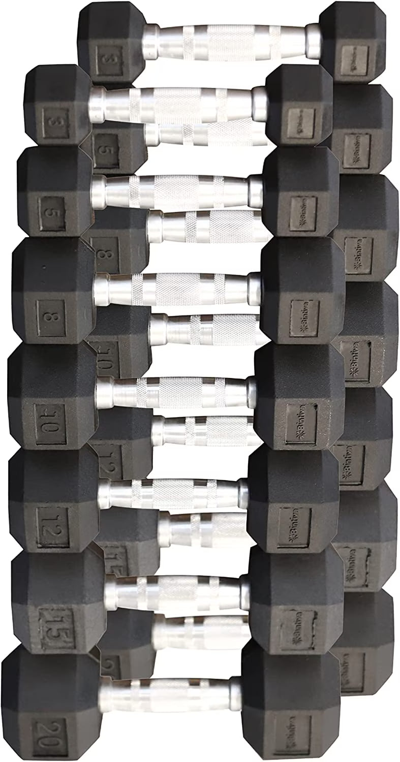 Rubber Coated Hexagon Dumbbells Pairs Encased Hand Weights X8744