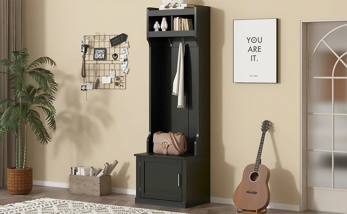 Multi-functional Hall Tree with Cabinet & 6 Hooks V612903