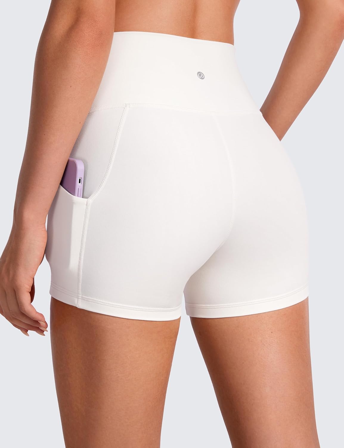 White Apricot Large 3 Inch Butterluxe Biker Shorts with Pockets X4763
