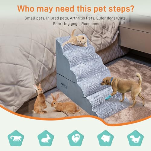 Black Non-Slip Foam Dog Stairs I54320
