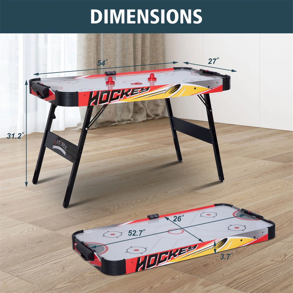 54in Folding Air Hockey Table Gaming Set with 2 Pucks 2 Pushers I521169