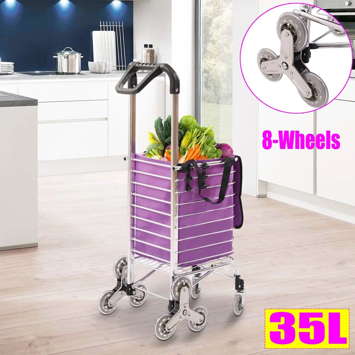 35L Folding Shopping Cart Grocery Trolley Handcart with Bag C47409