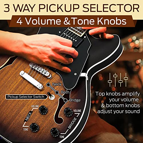 41.8" Full Size Semi Hollow Body Electric Guitar Set with Gig Bag D860675
