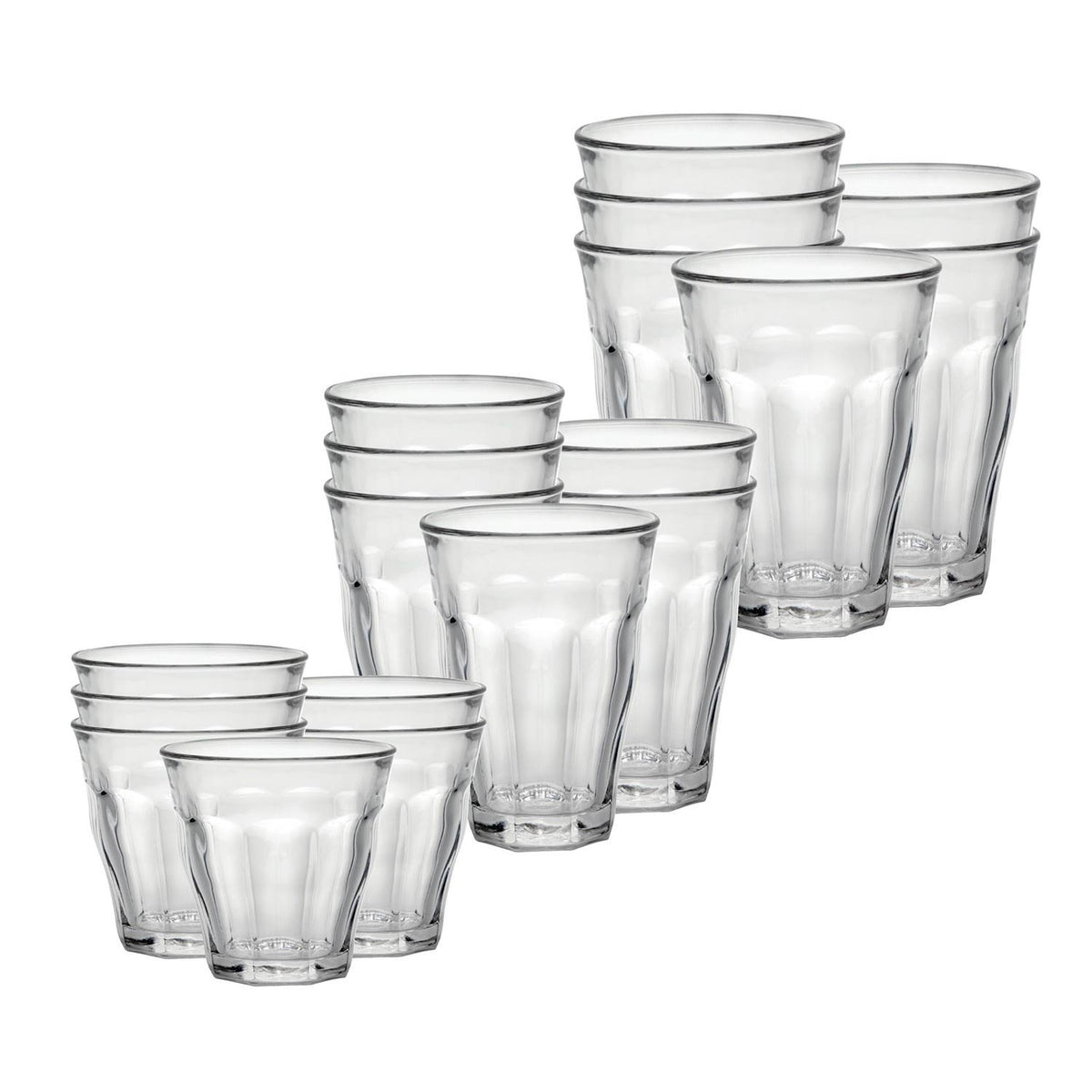 36 Piece Clear Tempered Glass Drinkware and Tumbler A566136