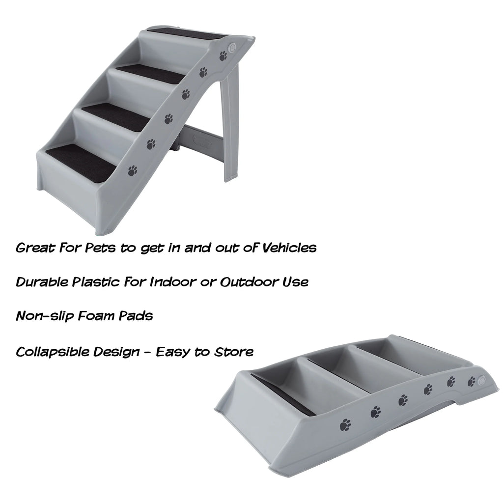 Gray 4 Step Pet Stairs V531150