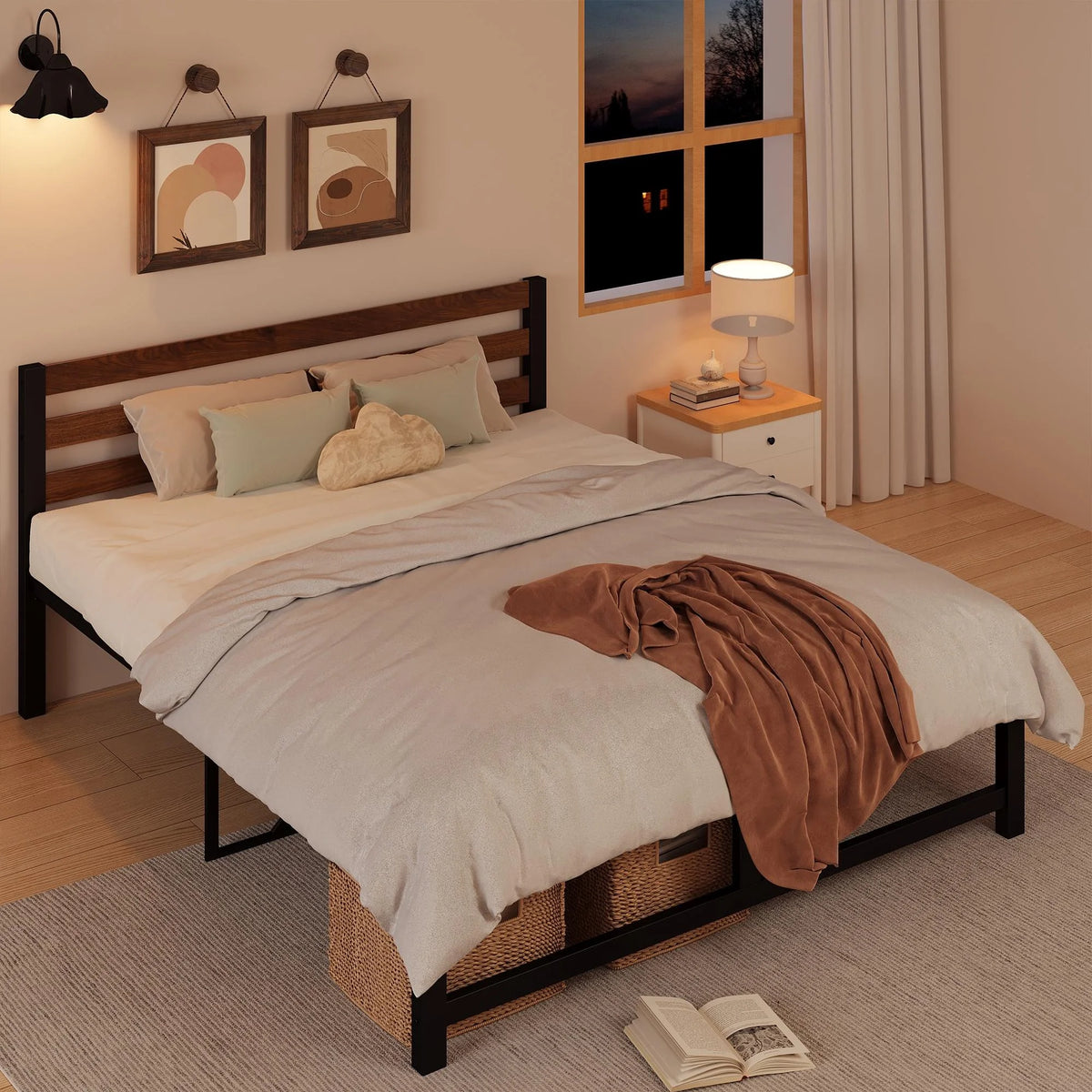 Queen Platform Bed Frame with Headboard X881882
