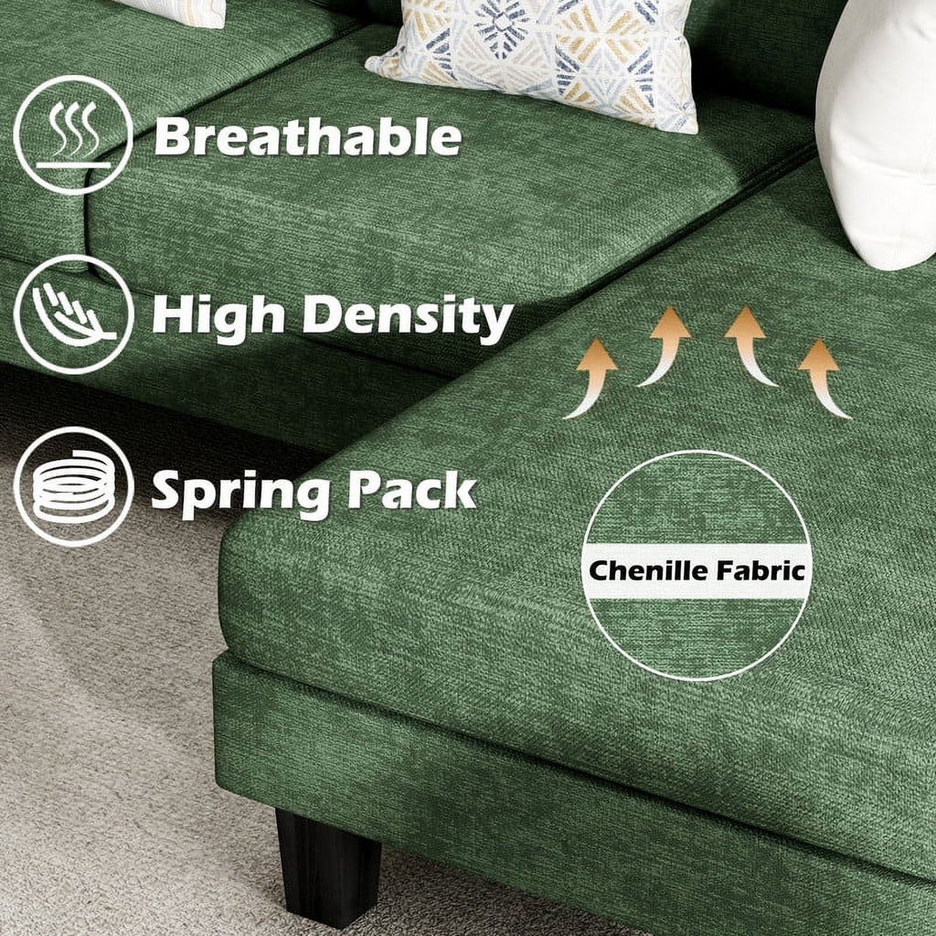 Gray Chenille 4 Seat Sectional Sofa with Chaise Q376