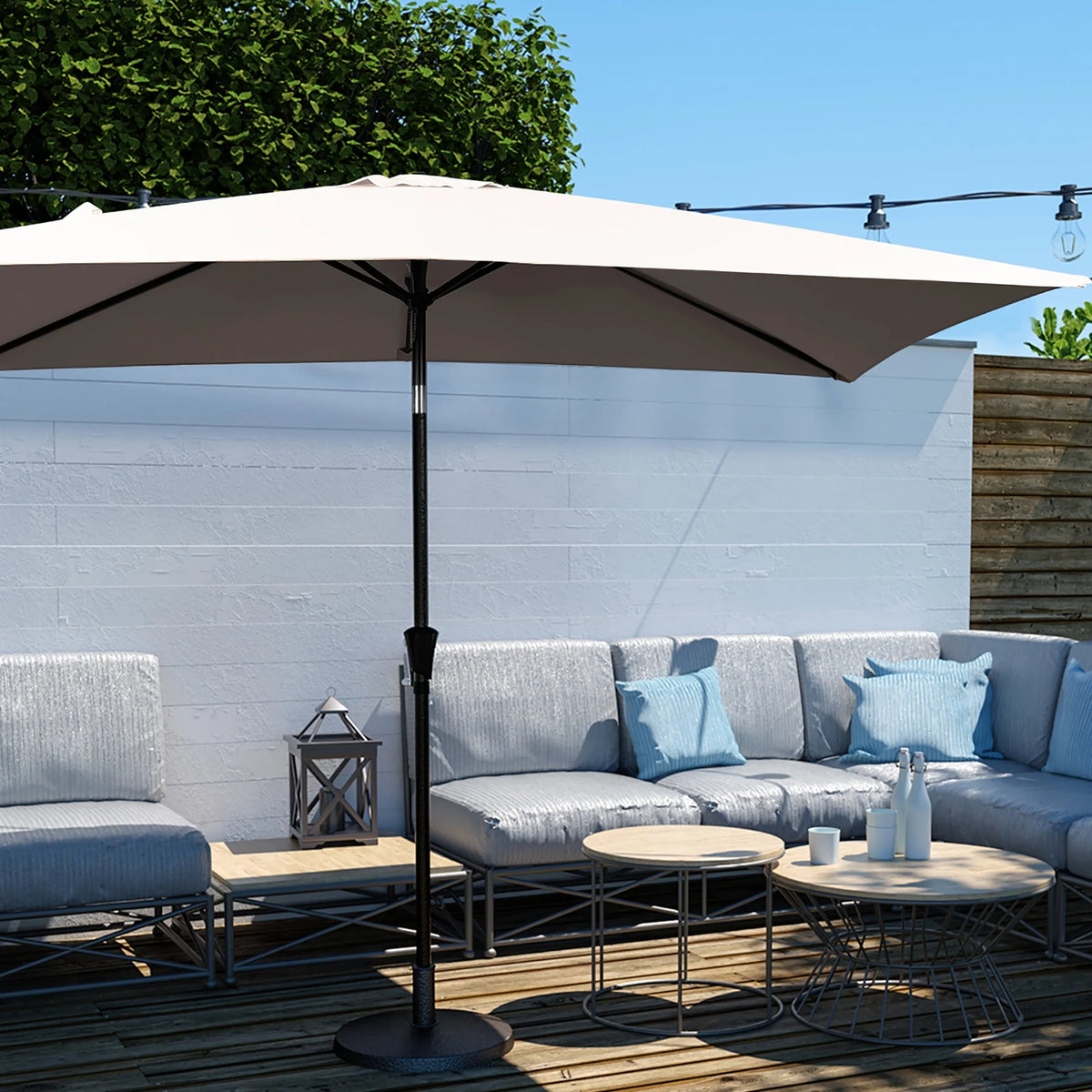 6.5' x 10' Rectangular Beige Patio Umbrella M99300