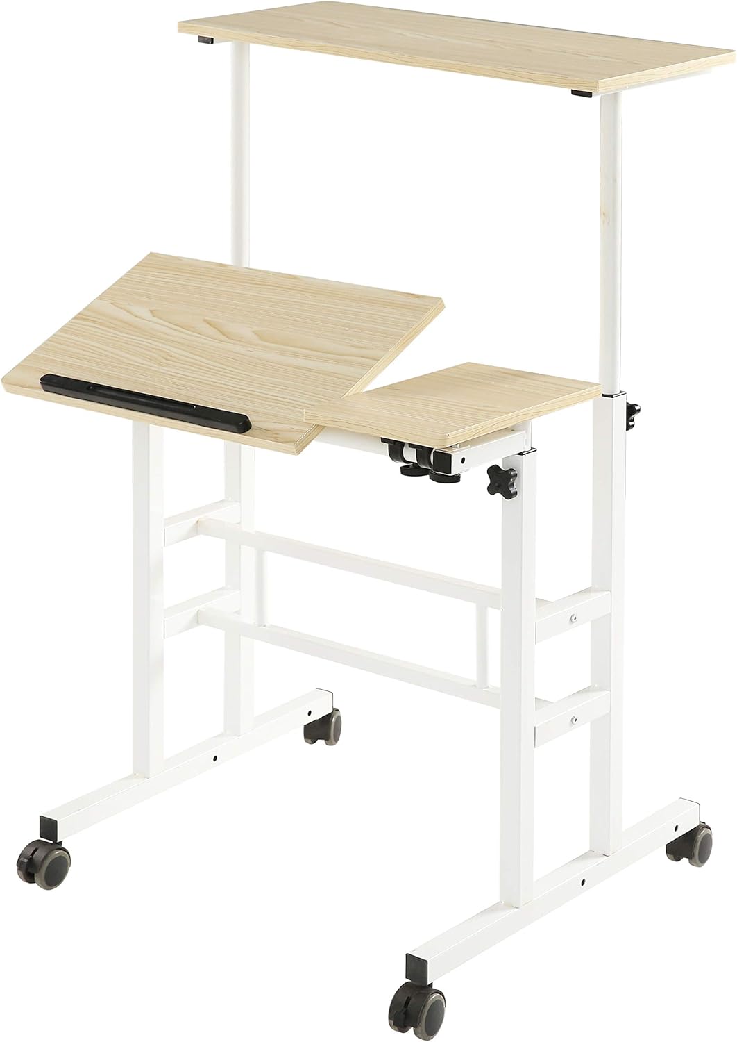Light Grain Rolling Standing Desk Cart Pack of 2 I971768