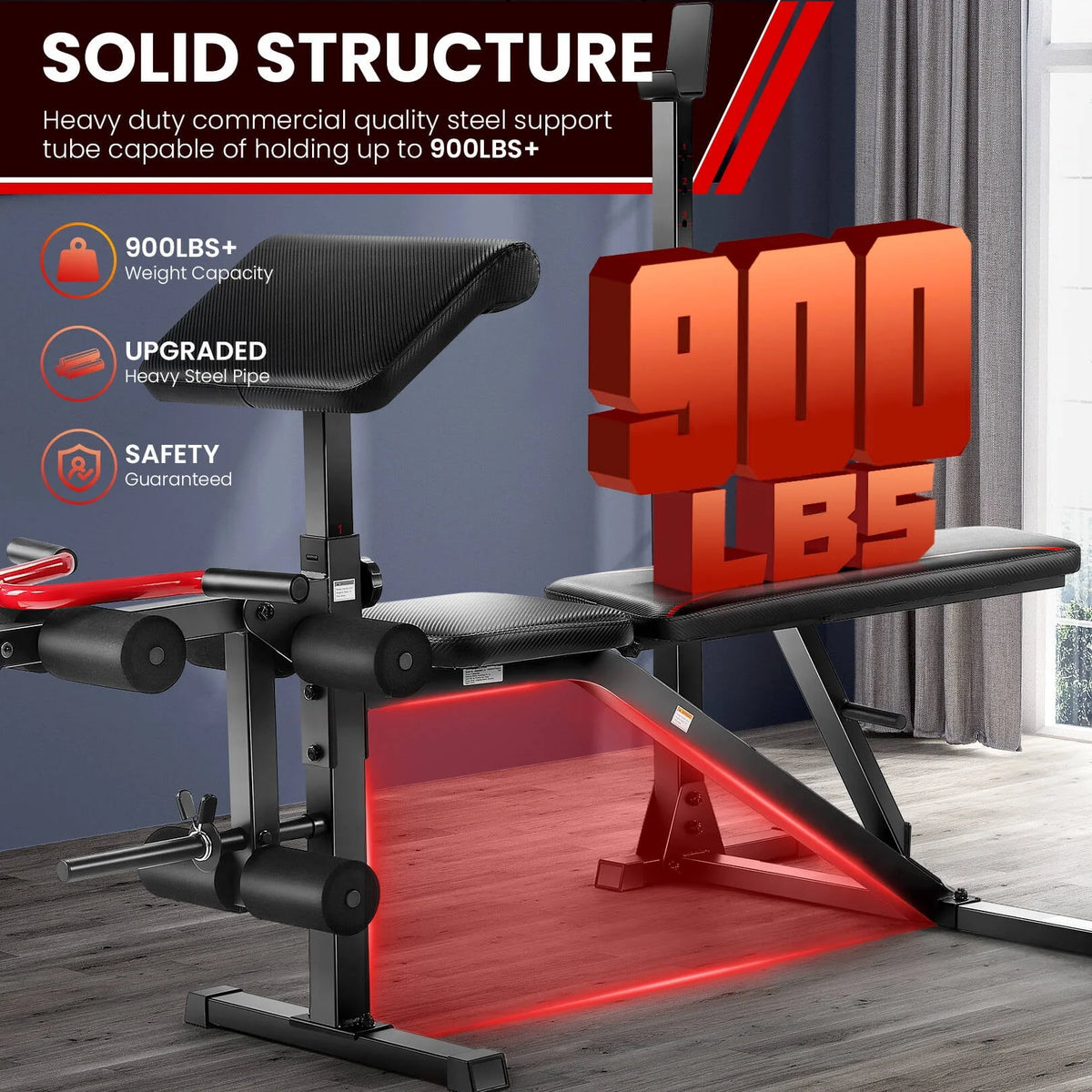 Adjustable Olympic Weight Bench Set with Barbell Rack G3886