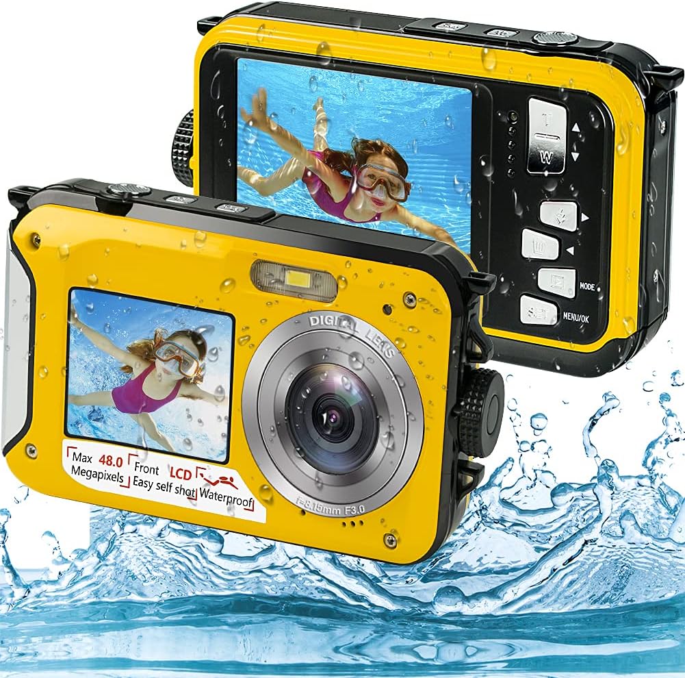 Waterproof Camera Full HD 2.7K 48MP Dual Screen 16X Digital Zoom Pack of 2 C6121